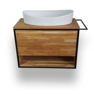 Szafka wisząca pod umywalkę z dwiema szufladami drewniana dębowa